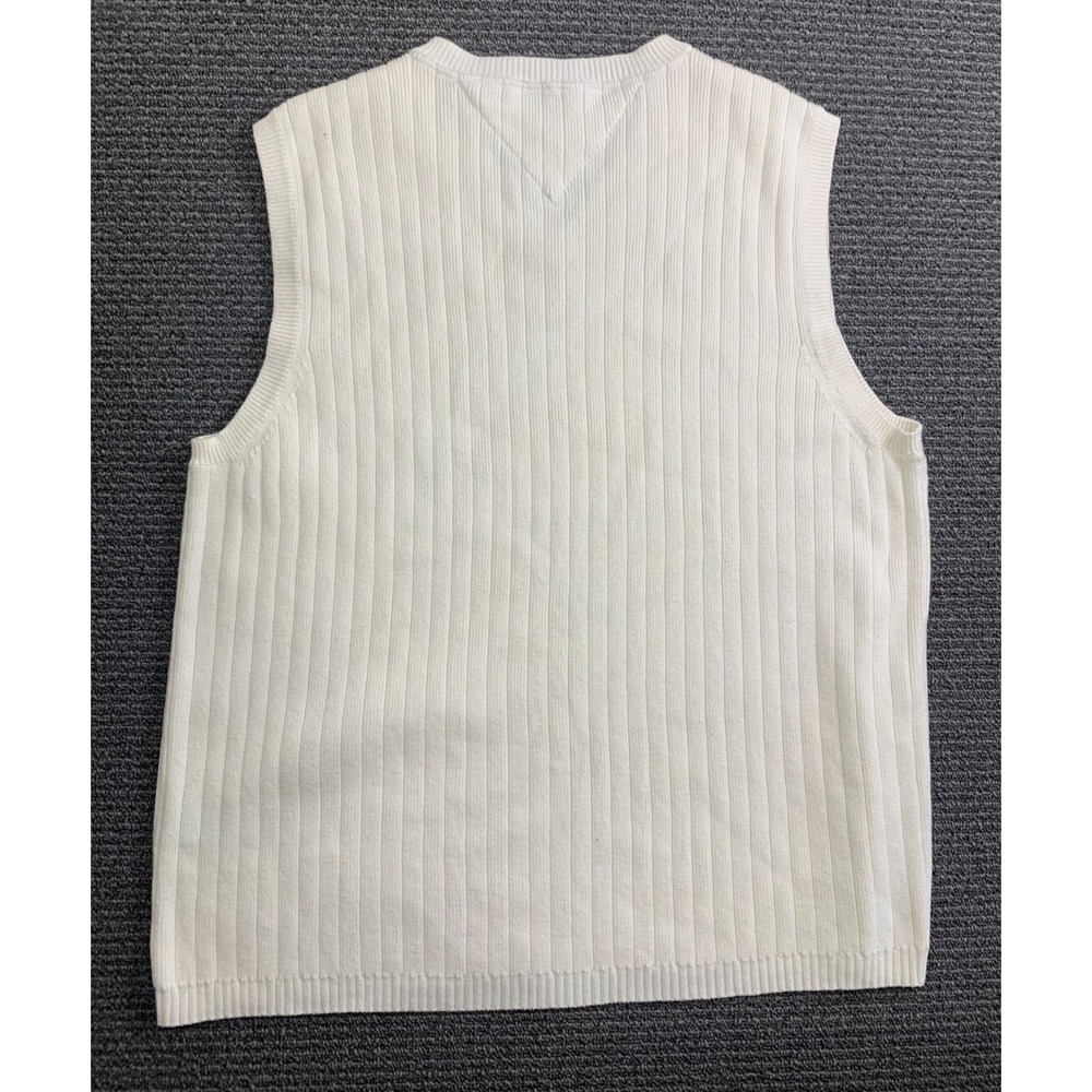 Tommy Hilfiger Knit White Sweater Vest Varsity Tennis Golf Men's Size L - Picture 9 of 14
